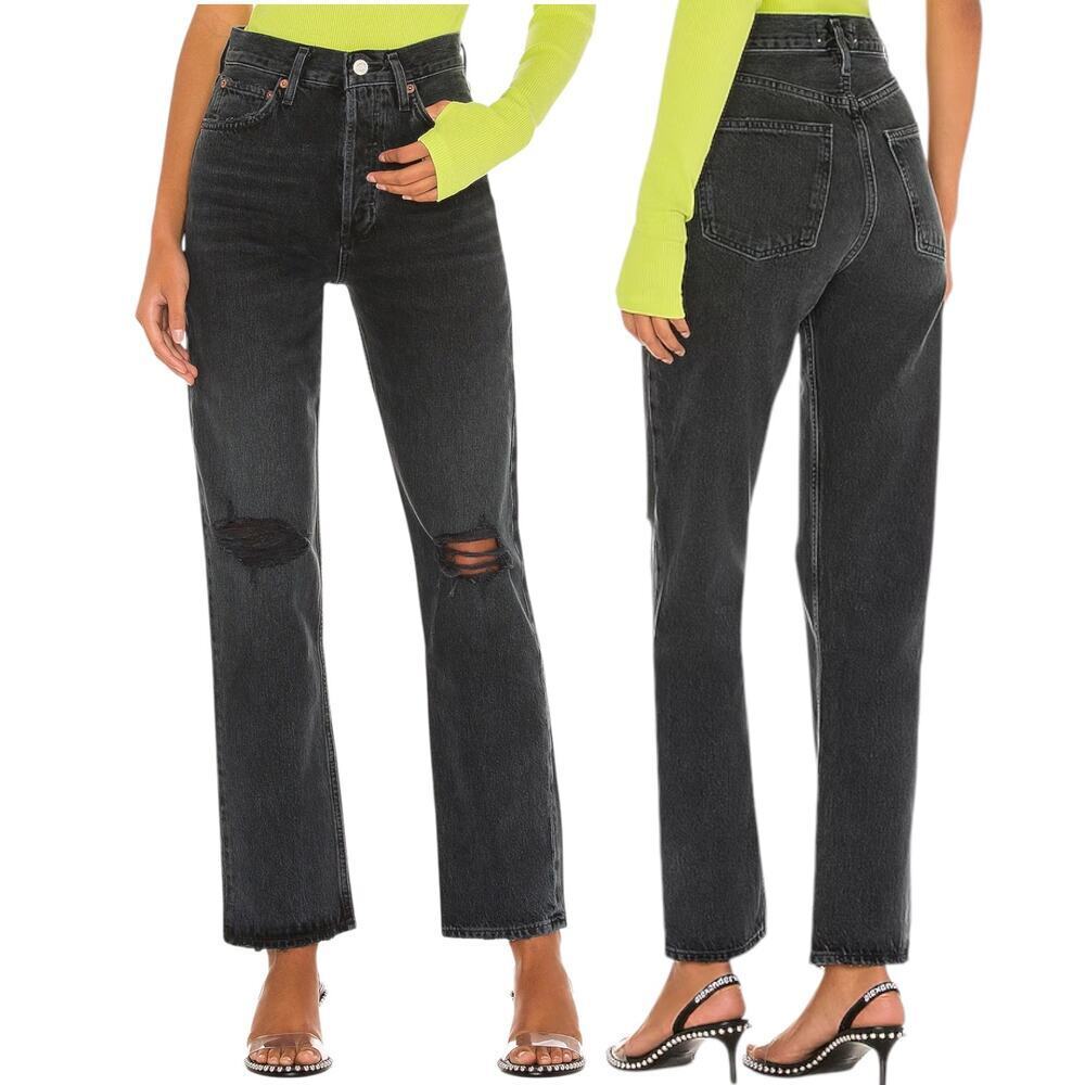 Agolde, Women's '90's Pinch' High-Waist Jeans, Distressed, Howl Black, Size 26